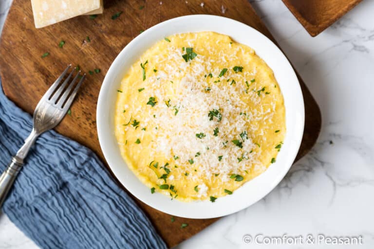 EASY PEASEY CHEESY POLENTA Comfort & Peasant