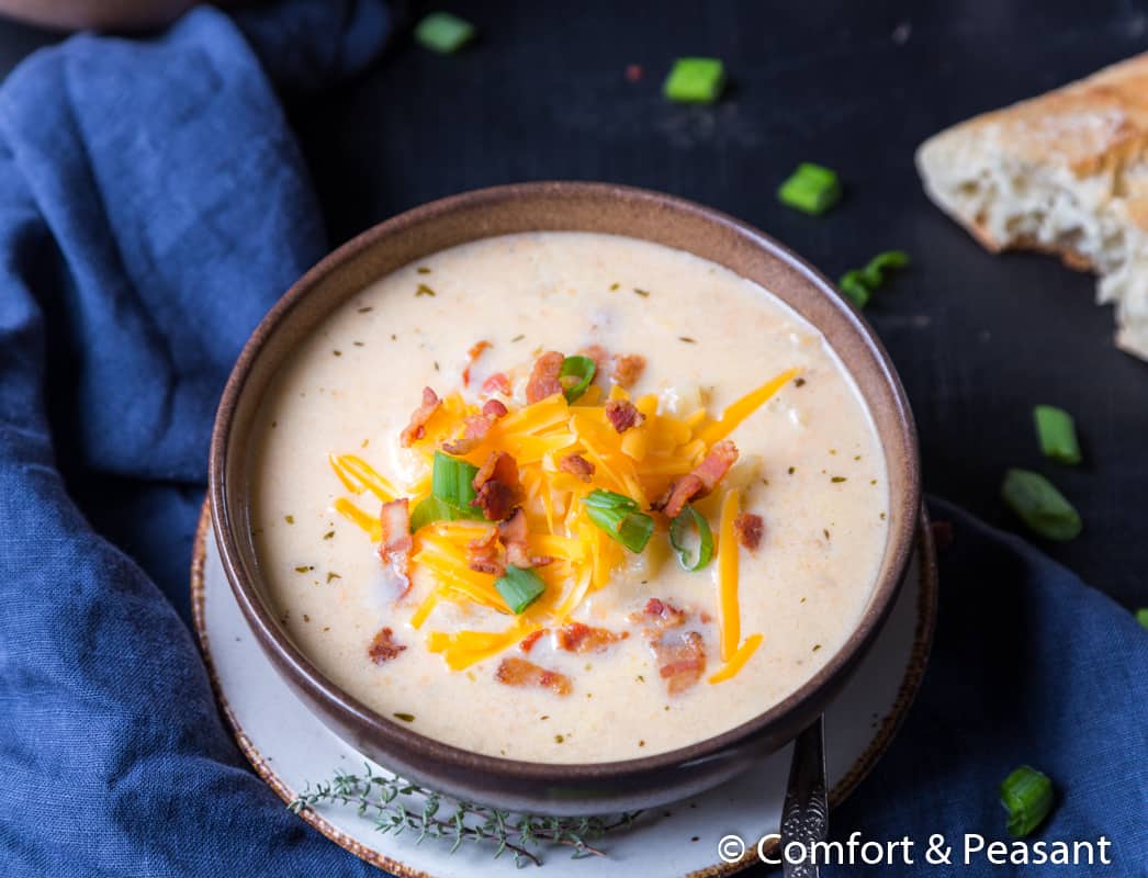 EASY POTATO SOUP WITH CHEDDAR - Comfort & Peasant